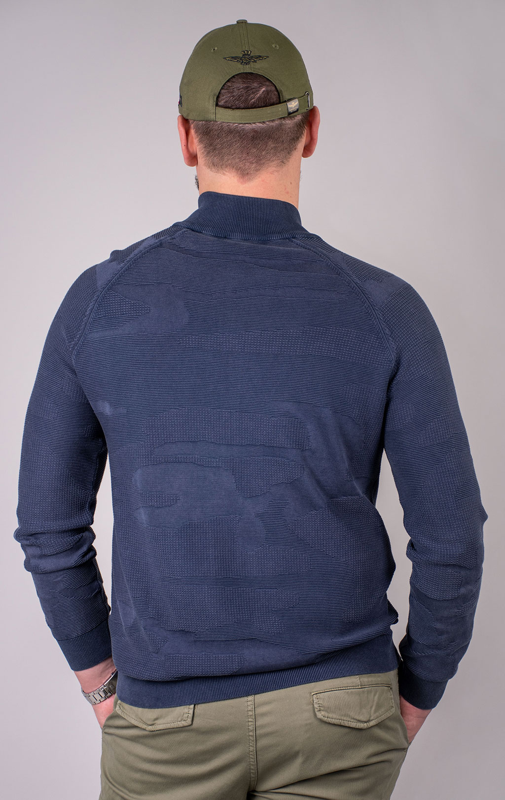 Свитер на молнии AERONAUTICA MILITARE SS 24 m/IN blue navy (MA 1501) 