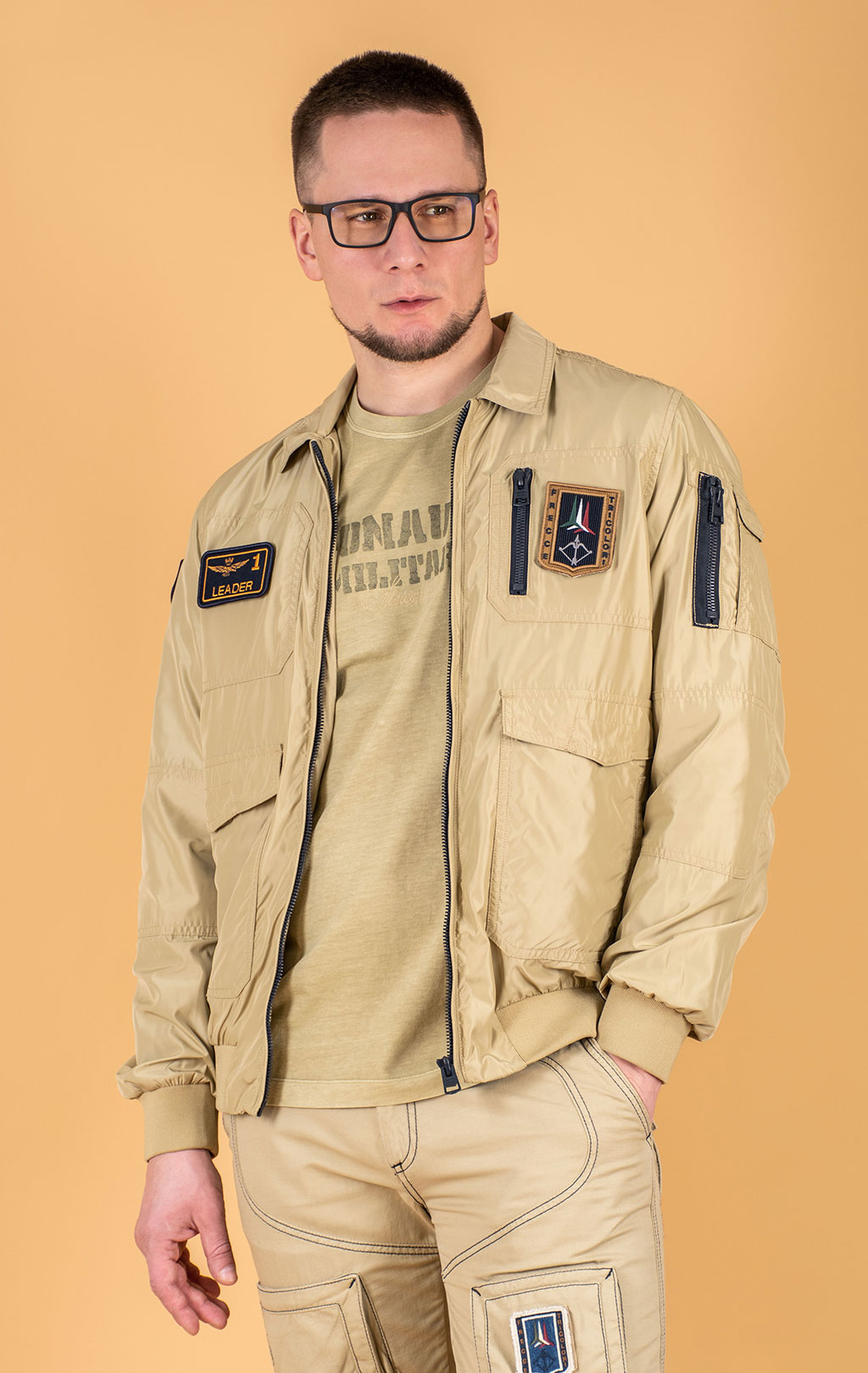 Ветровка-бомбер AERONAUTICA MILITARE SS 25 m/BD antelope beige (AB 2071) 