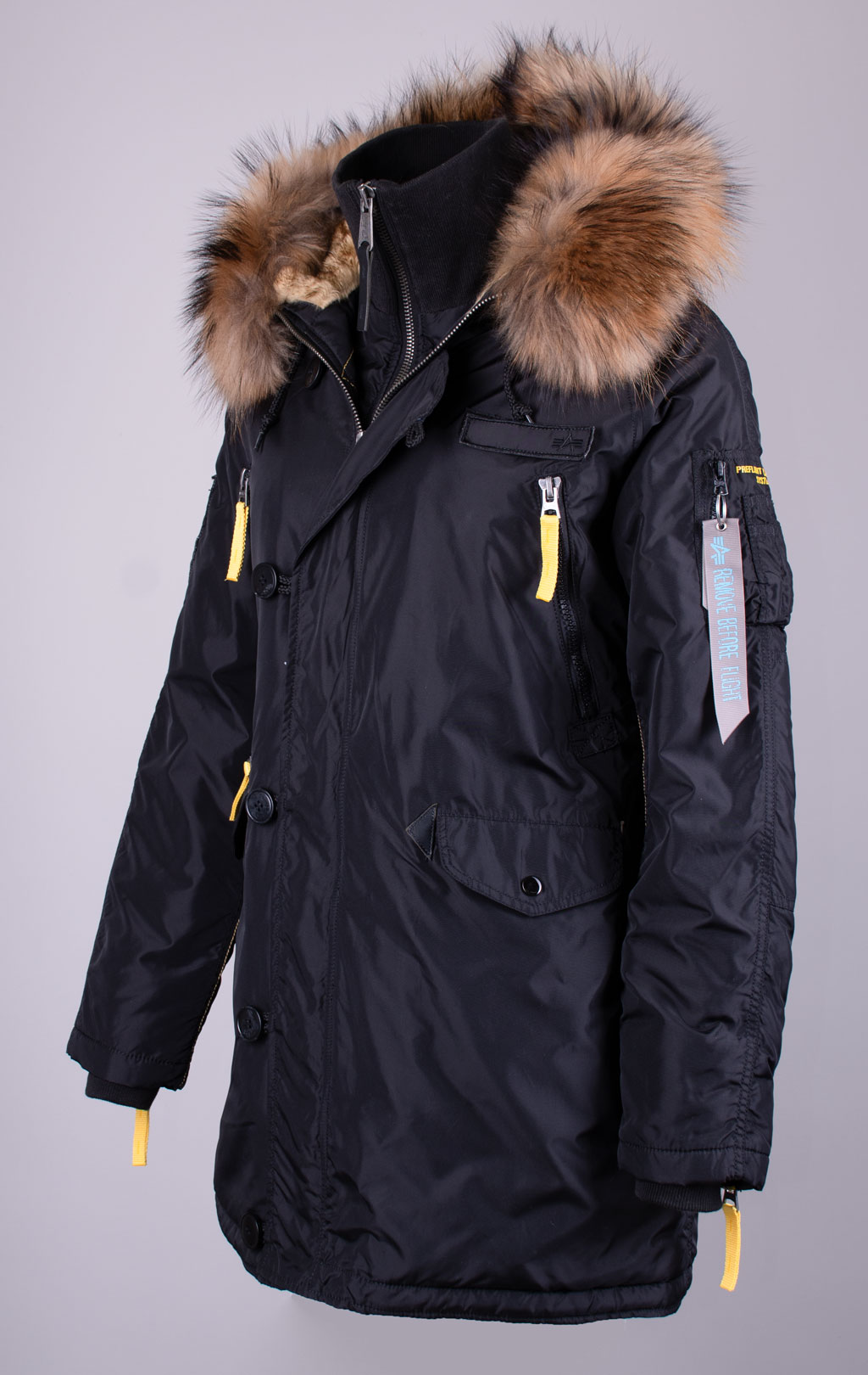Женская аляска ALPHA INDUSTRIES PPS N-3B натур. мех black 