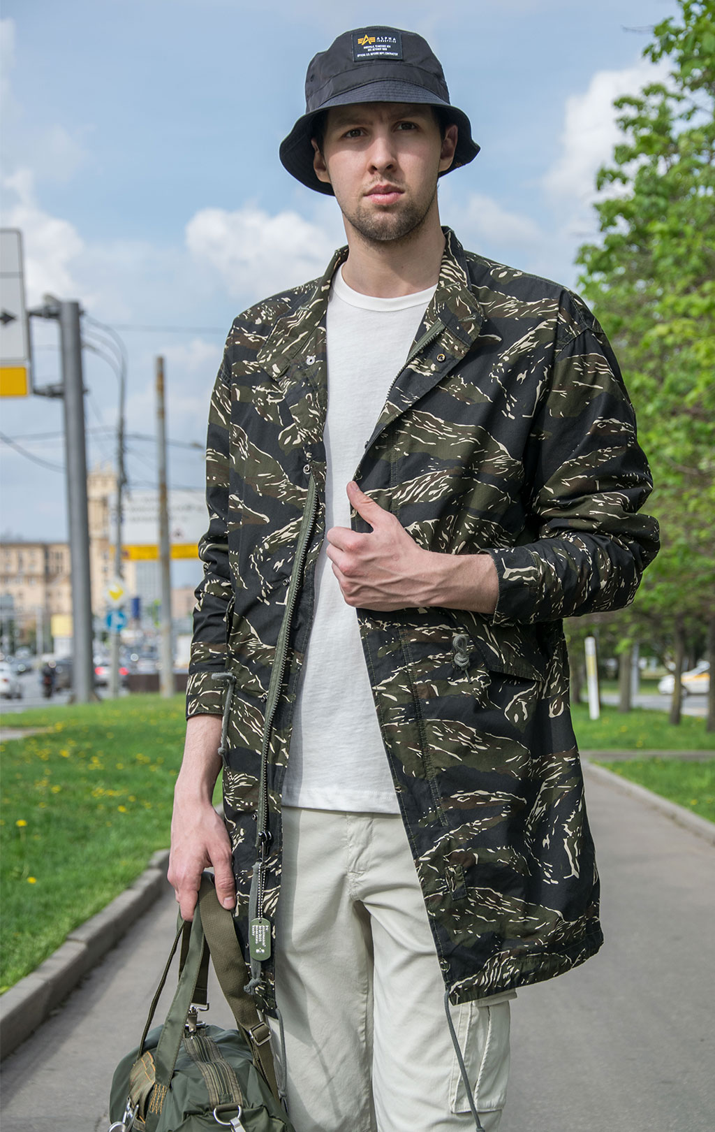 ALPHA INDUSTRIES DEFENDER FISHTAIL original fit tiger camo