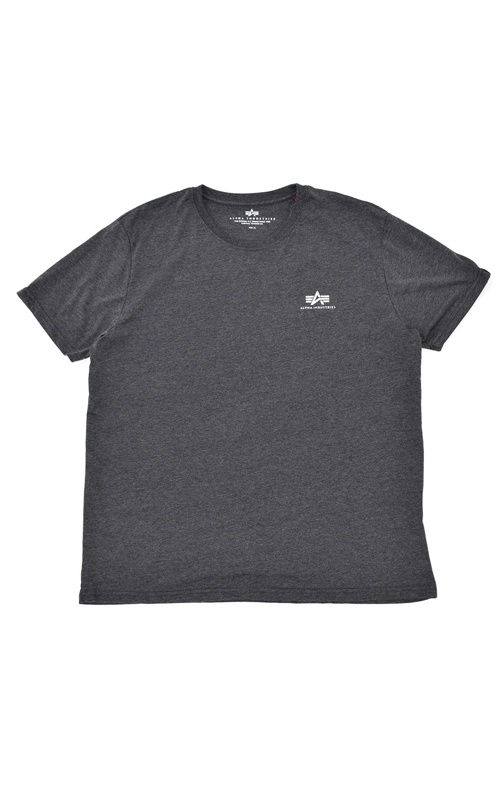 Футболка ALPHA INDUSTRIES BASIC T SMALL LOGO big size charcoal heather/white 