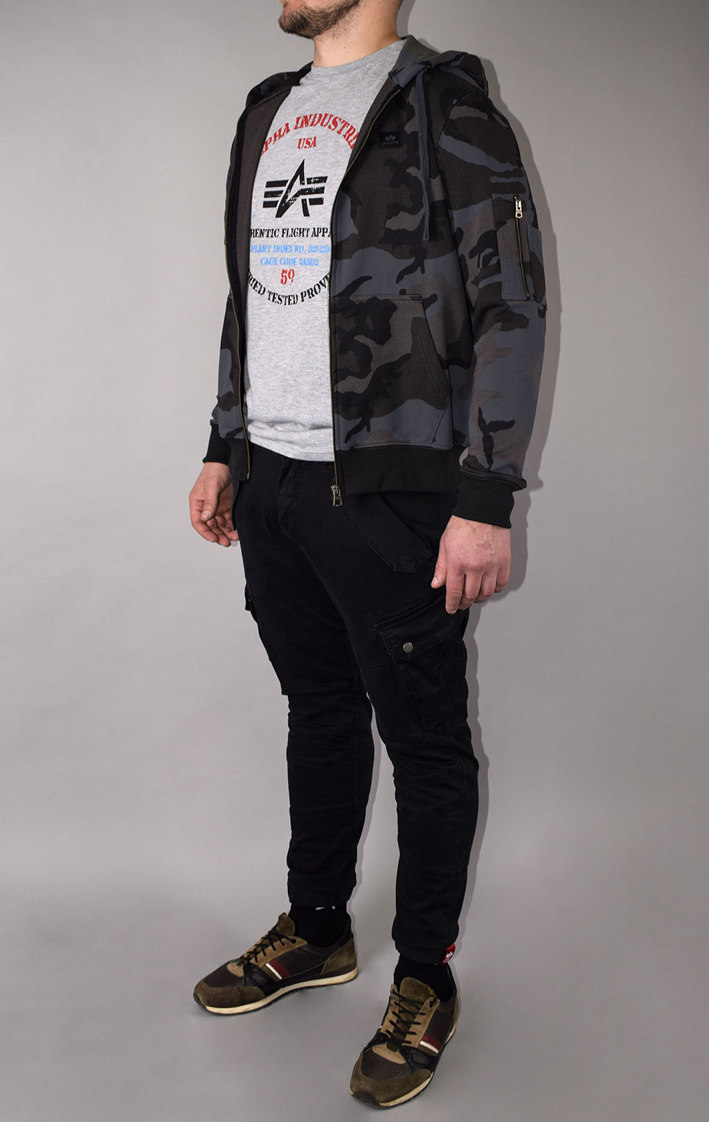 Толстовка ALPHA INDUSTRIES X-FIT ZIP HOODY black camo 