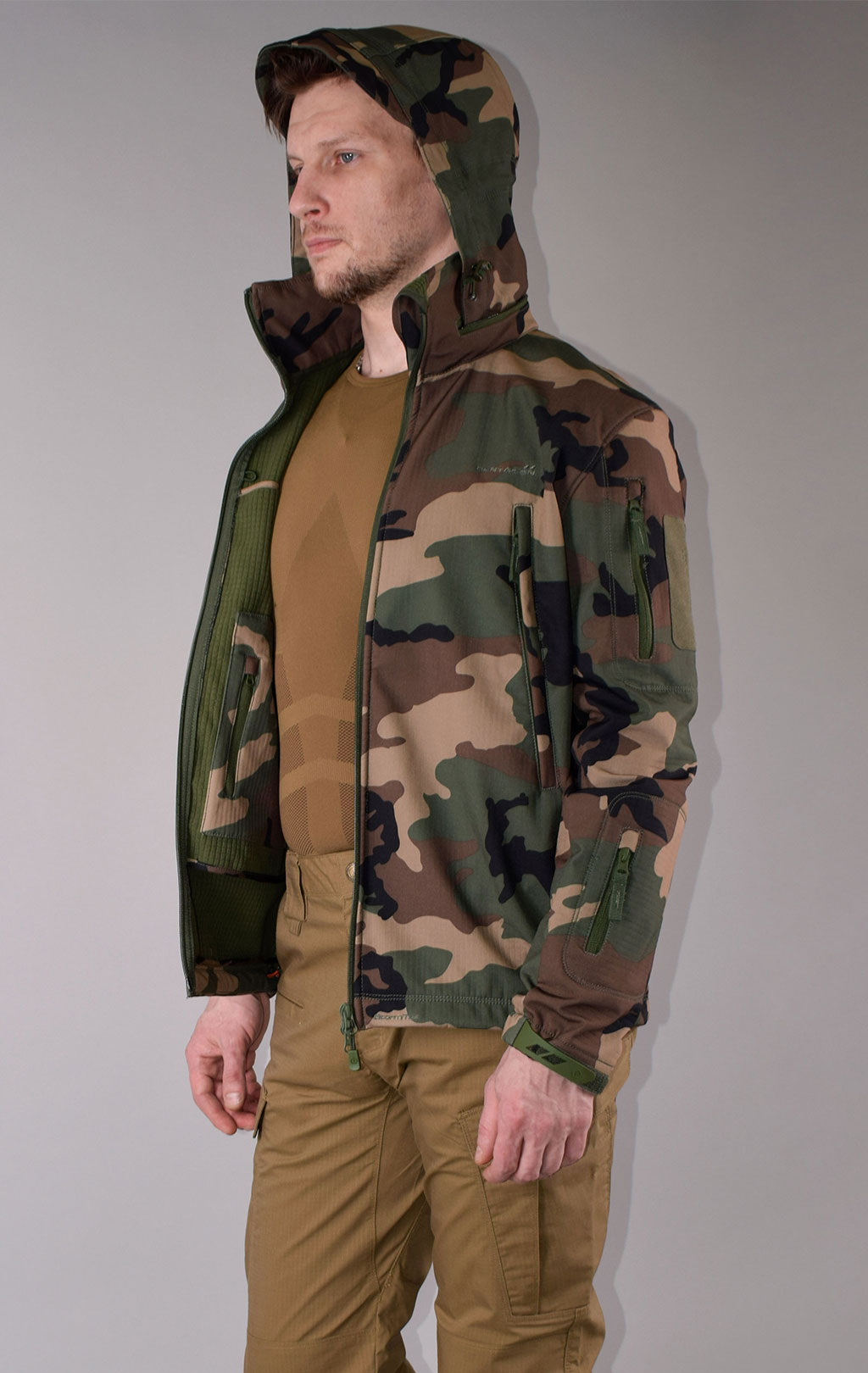 Куртка тактическая softshell Pentagon мембрана ARTAXES big size Soft Shell camo woodland 08011 