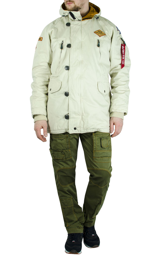 Аляска ALPHA INDUSTRIES AIR BORNE HOOD PARKA white off 