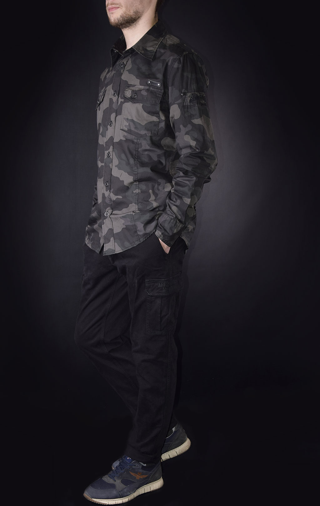 Рубашка BRANDIT Shirt Slim dark camo 