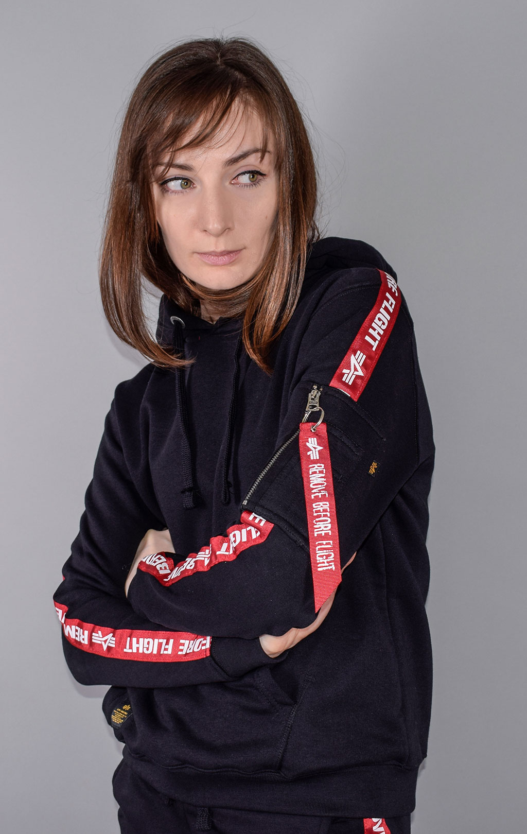 Женская толстовка ALPHA INDUSTRIES RBF TAPE HOODY black 