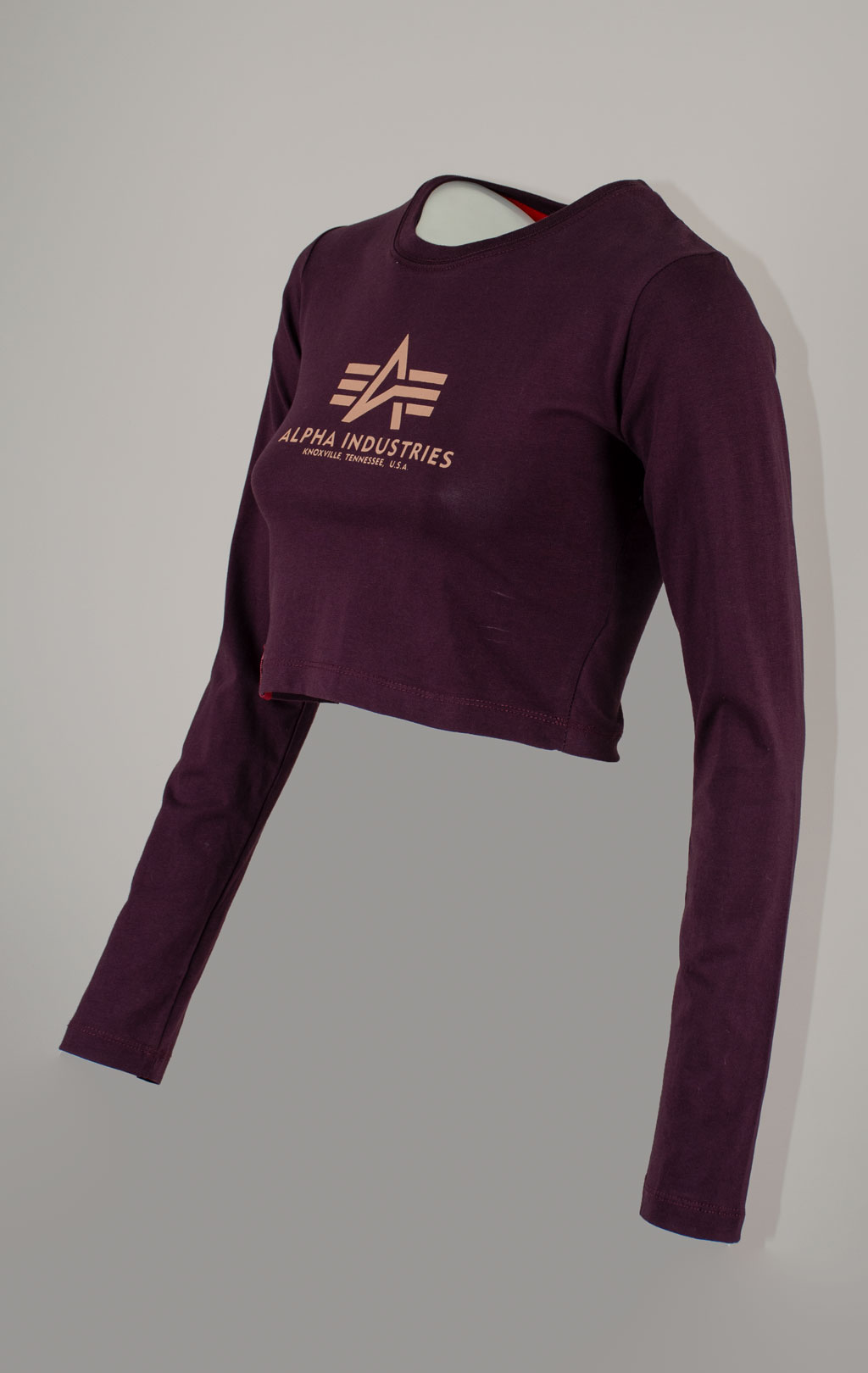 Женский лонгслив ALPHA INDUSTRIES BASIC CROPPED LS plum 