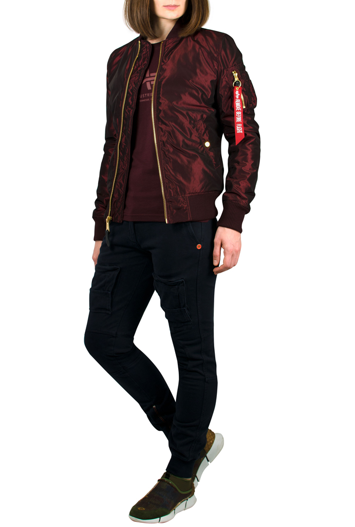 Женская куртка-бомбер лётная ALPHA INDUSTRIES VF PM IRIDIUM MA-1 burgundy 