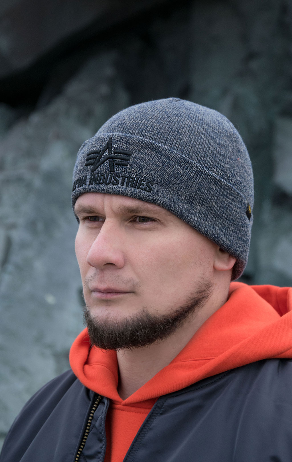 Шапка ALPHA INDUSTRIES 3D BEANIE charcoal heather 