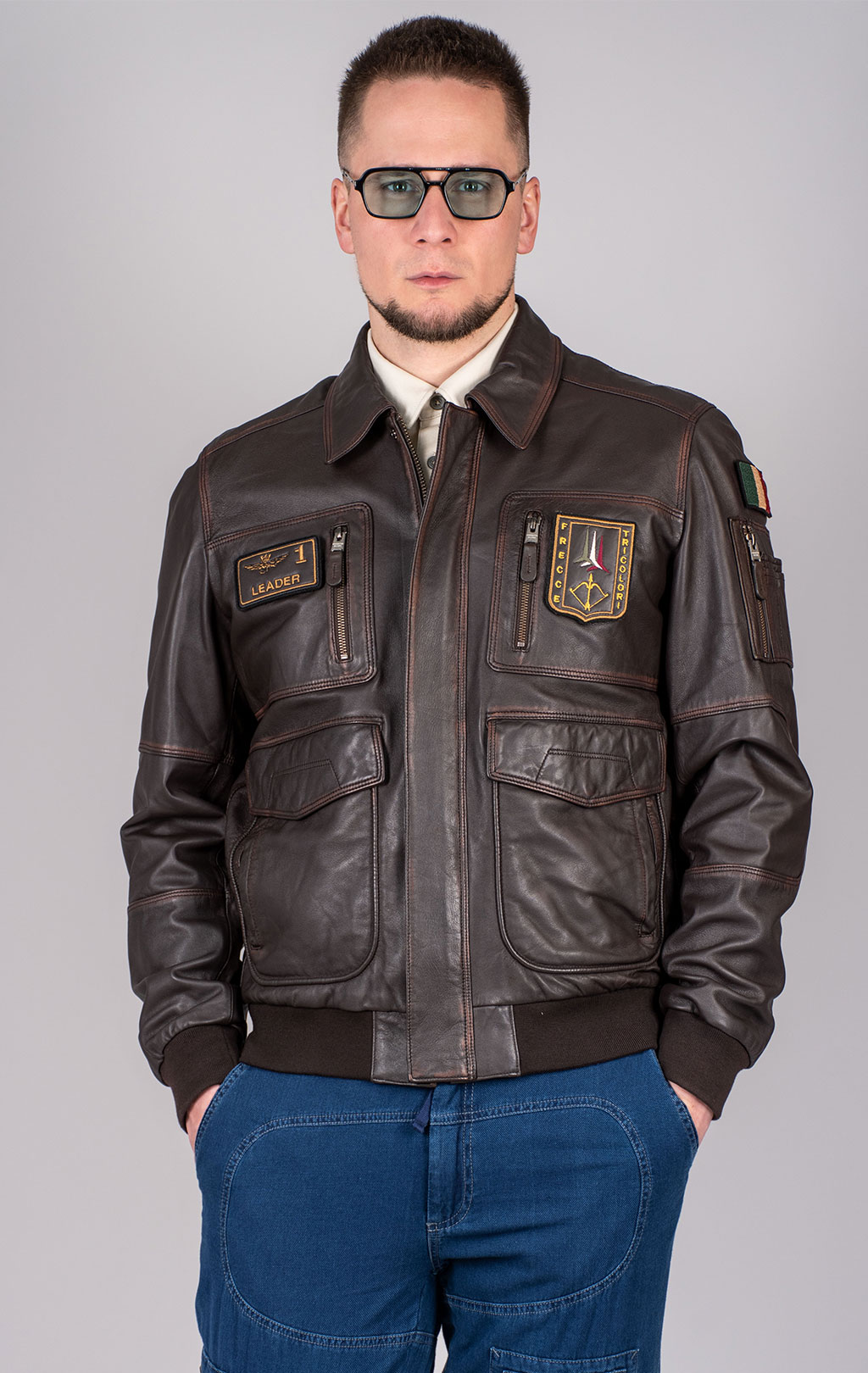 Куртка AERONAUTICA MILITARE кожа SS 25 m/IN testa di moro (PN 5046) 
