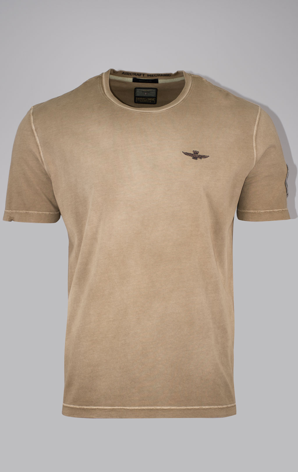 Футболка AERONAUTICA MILITARE vintage aircraft mechanic SS 24/IN peanut brown washed (TS 2227) 