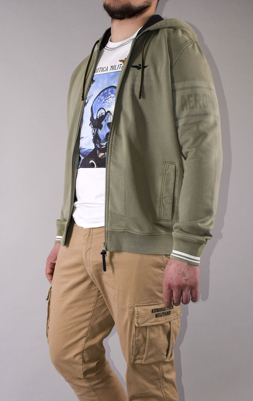 Толстовка с капюшоном AERONAUTICA MILITARE SS 21/IN green (FE 1574) 