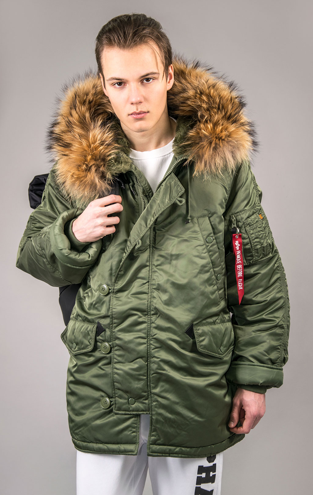 Аляска ALPHA INDUSTRIES CLASSIC N-3B натур. мех sage green 