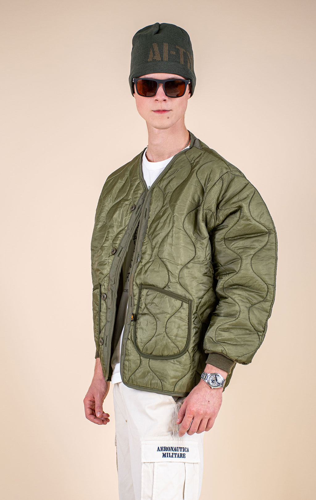 Куртка-подстёжка ALPHA INDUSTRIES M-65 VINTAGE с карманами и манжетами olive drab 