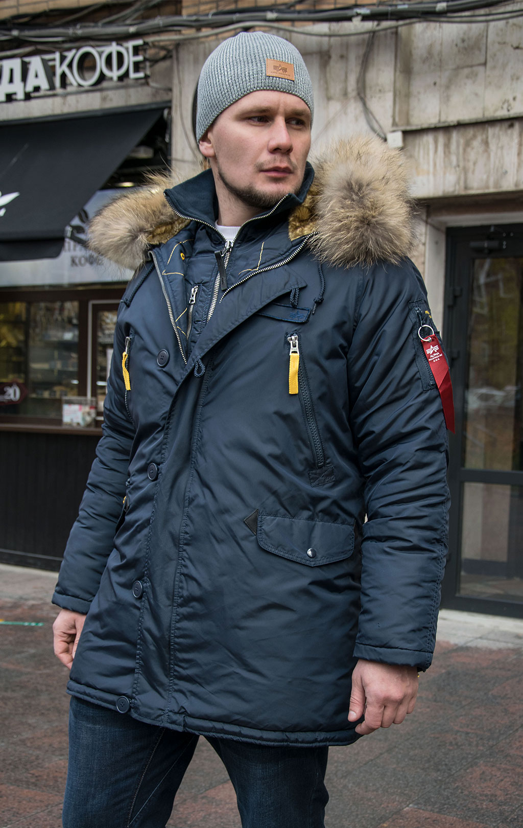 Аляска ALPHA INDUSTRIES PPS N-3B натур. мех rep. blue 