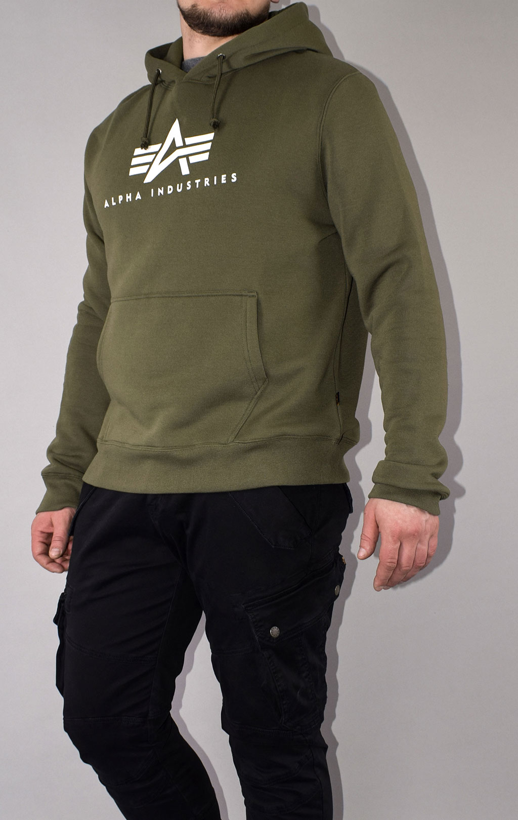 Толстовка ALPHA INDUSTRIES BASIC LOGO HOODIE olive 