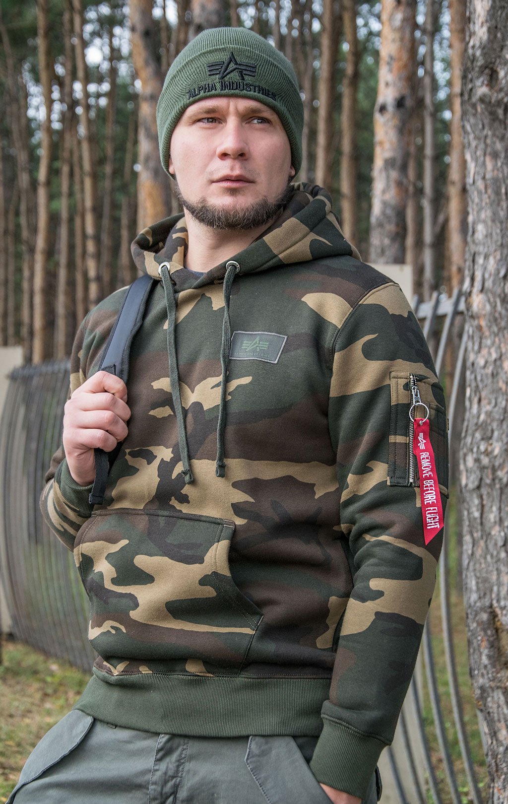 Толстовка ALPHA INDUSTRIES BACK PRINT HOODY CAMO camo woodland 65 