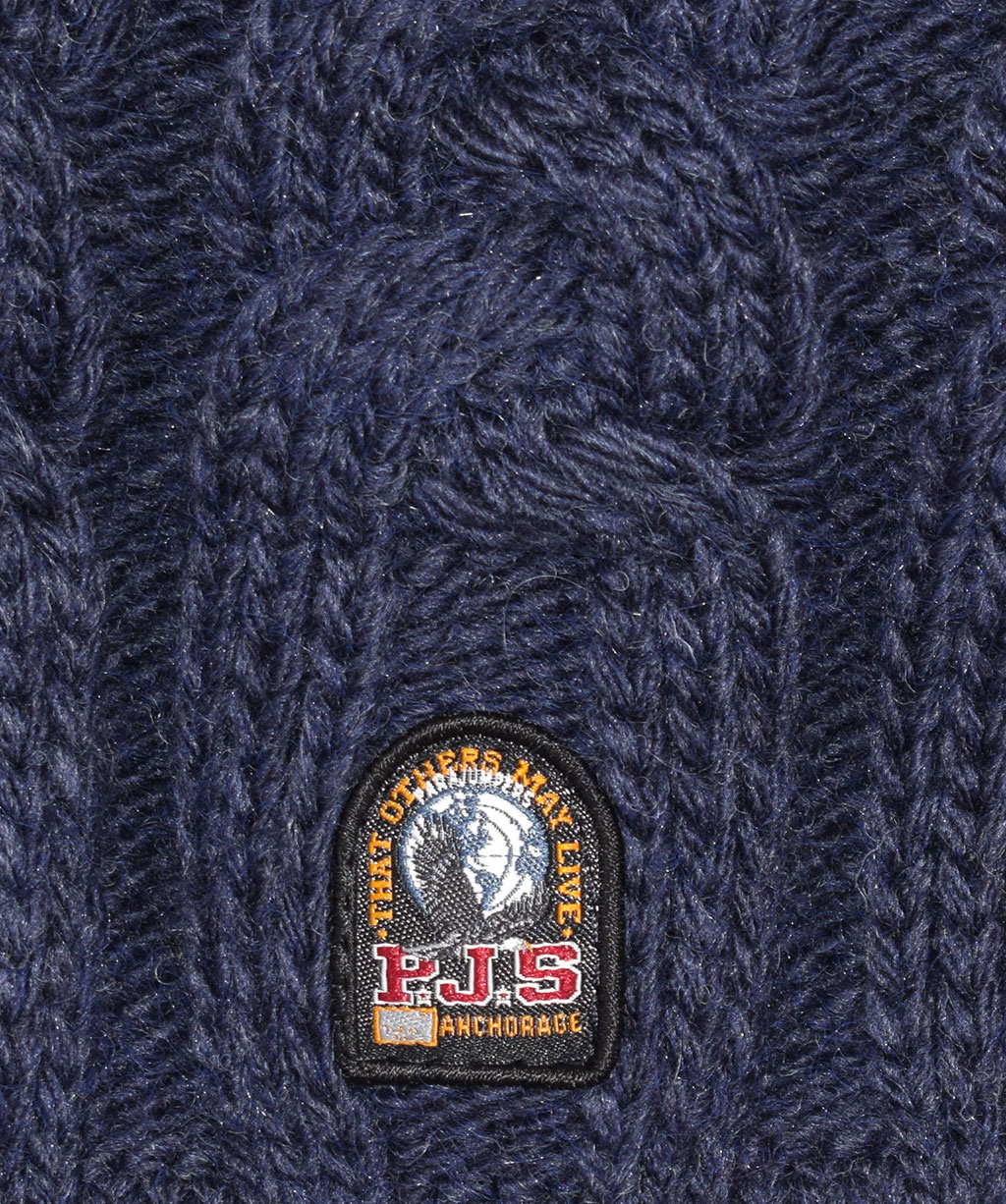 Женская шапка вязаная с помпоном PARAJUMPERS CABLE HAT FW 19/20 navy 