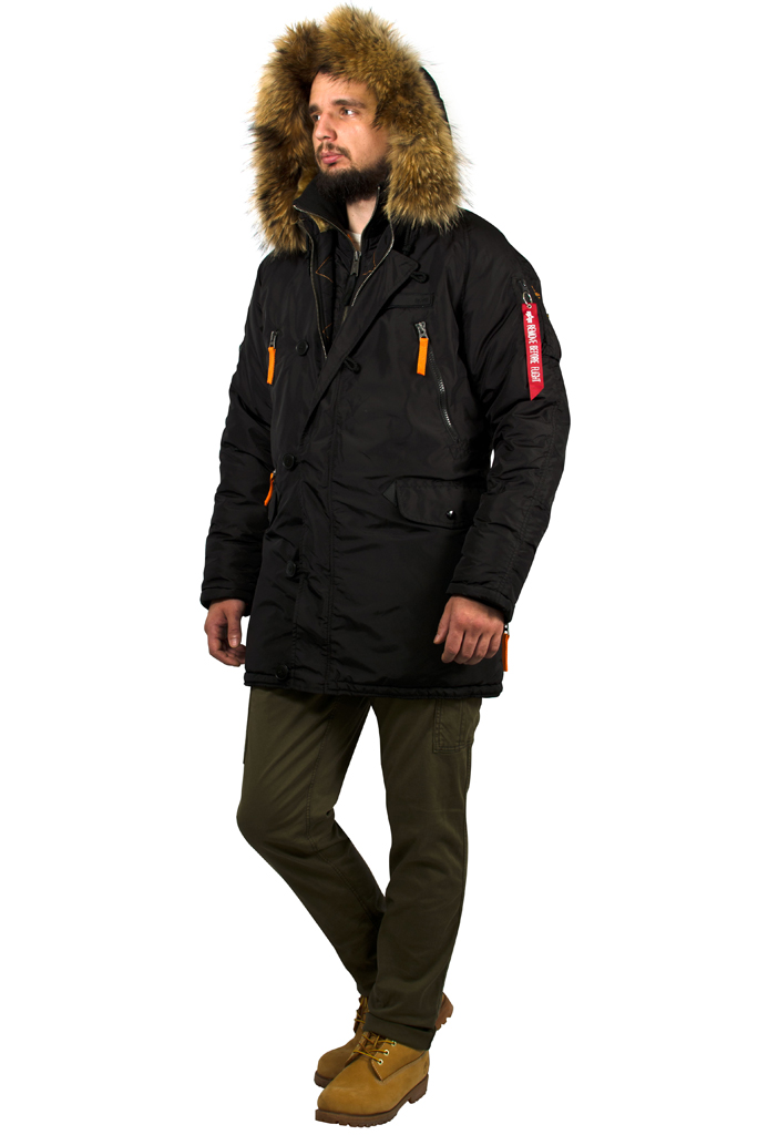 Аляска ALPHA INDUSTRIES PPS N-3B натур. мех black/orange 