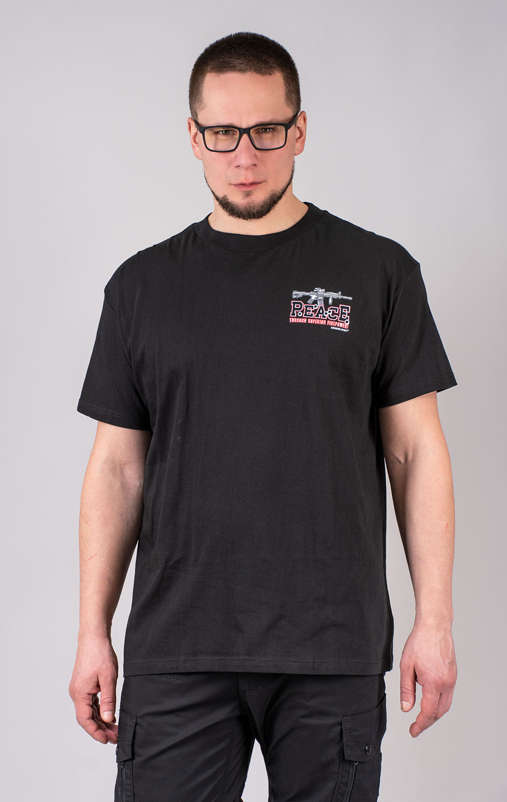 Футболка GUARDIAN SPIRIT/SABADO Peace Through Superior 100% хлопок black LU-341 Китай