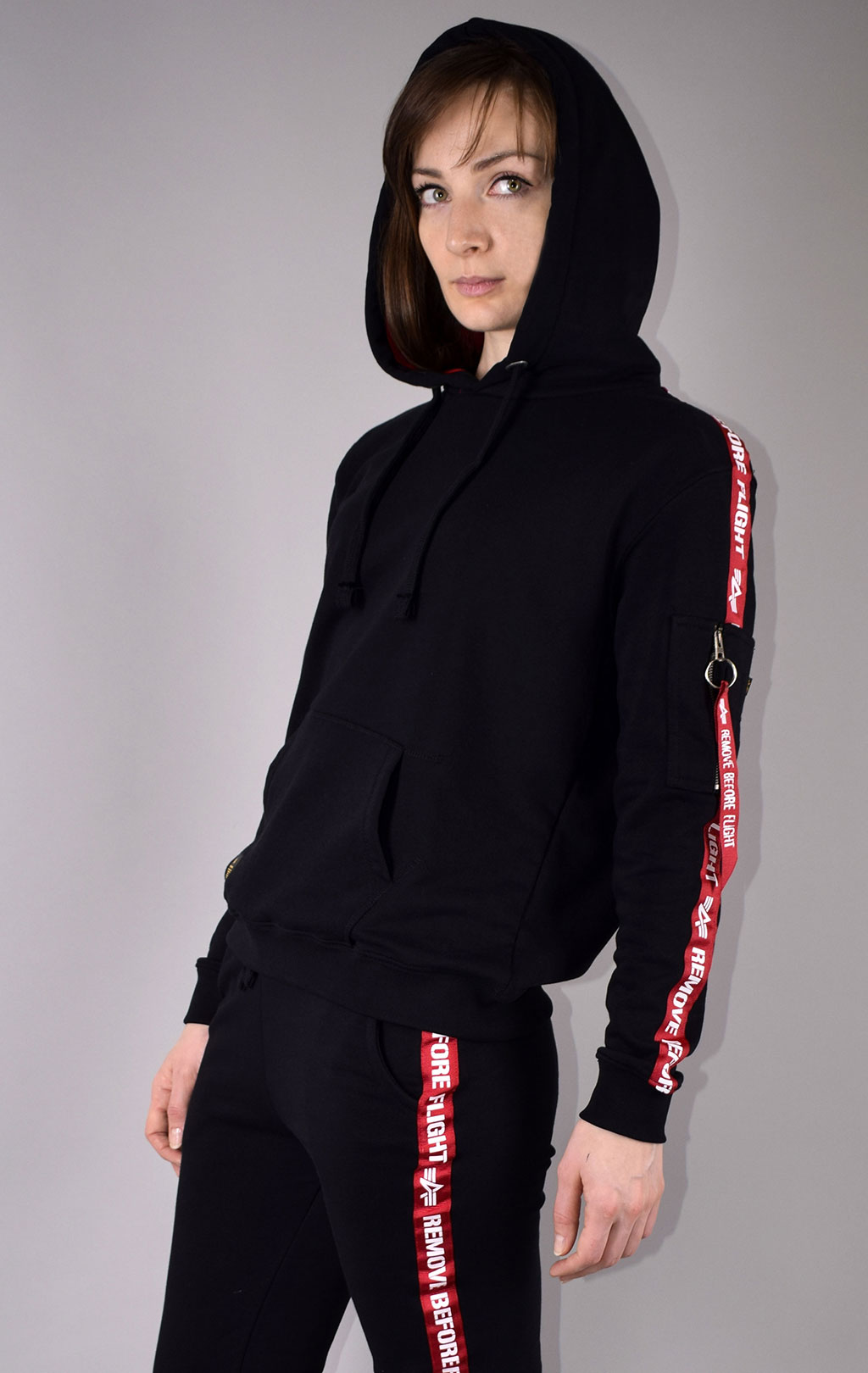 Женская толстовка ALPHA INDUSTRIES RBF TAPE HOODY black 