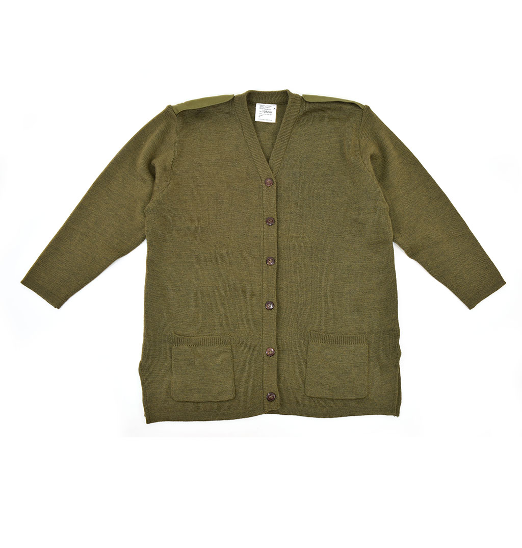 Женский свитер армейский шерсть80%/нейлон20% V-neck с пуговицами olive Англия