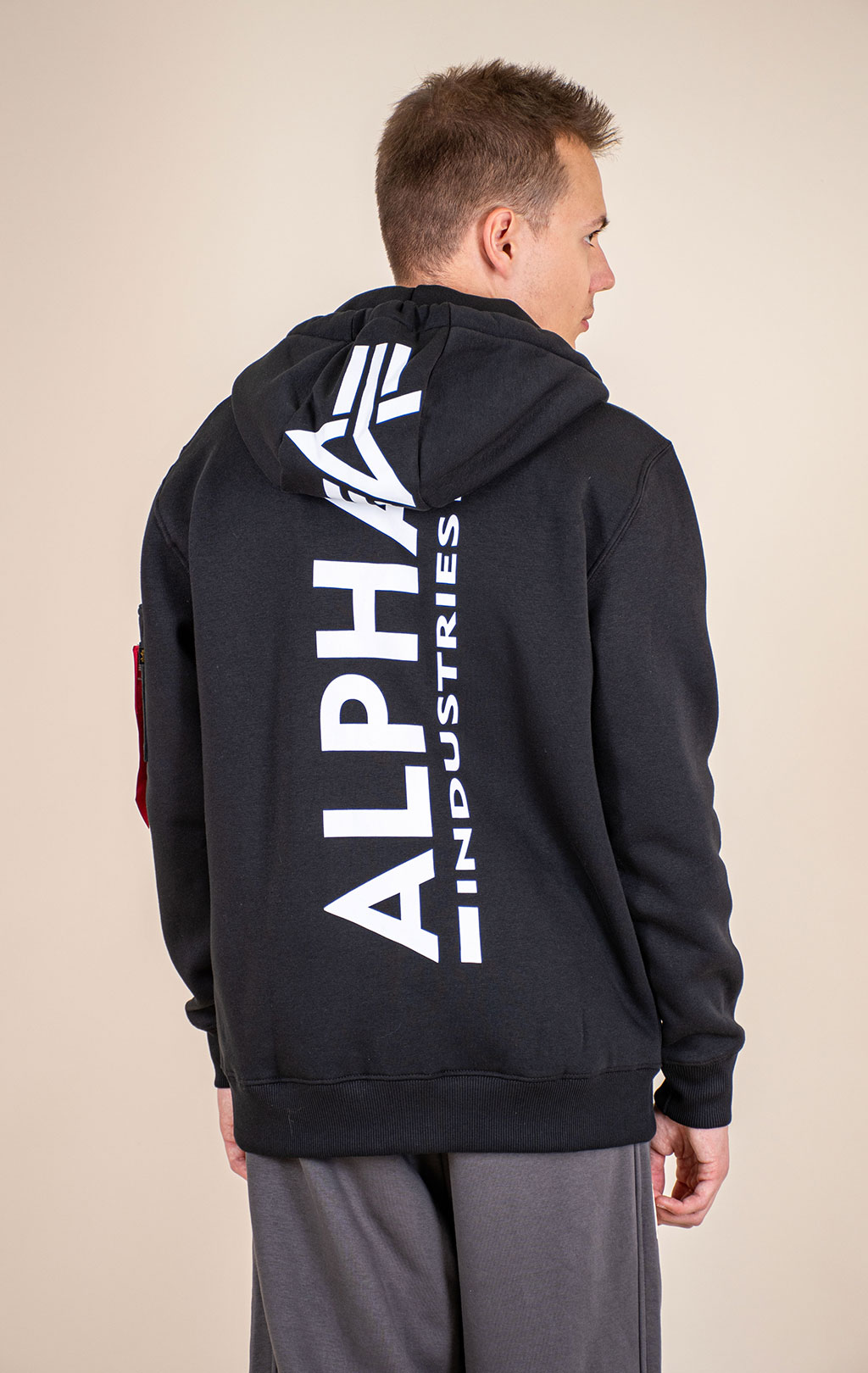 Толстовка ALPHA INDUSTRIES BACK PRINT ZIP HOODY black 