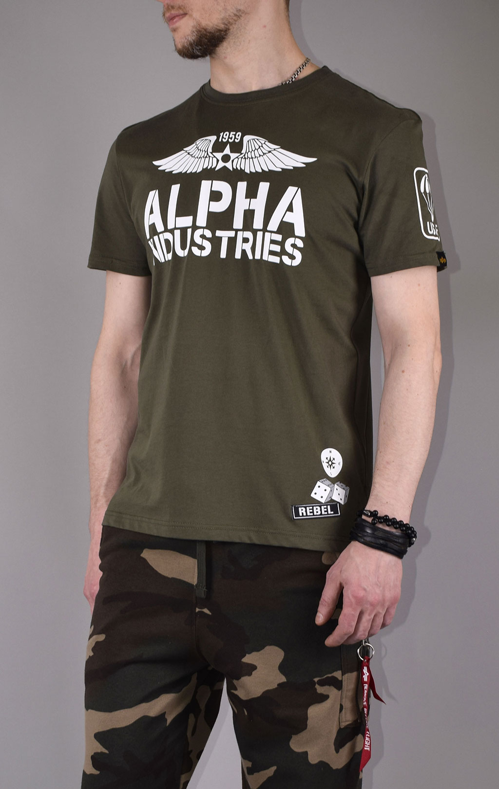 Футболка ALPHA INDUSTRIES REBEL T dark olive 