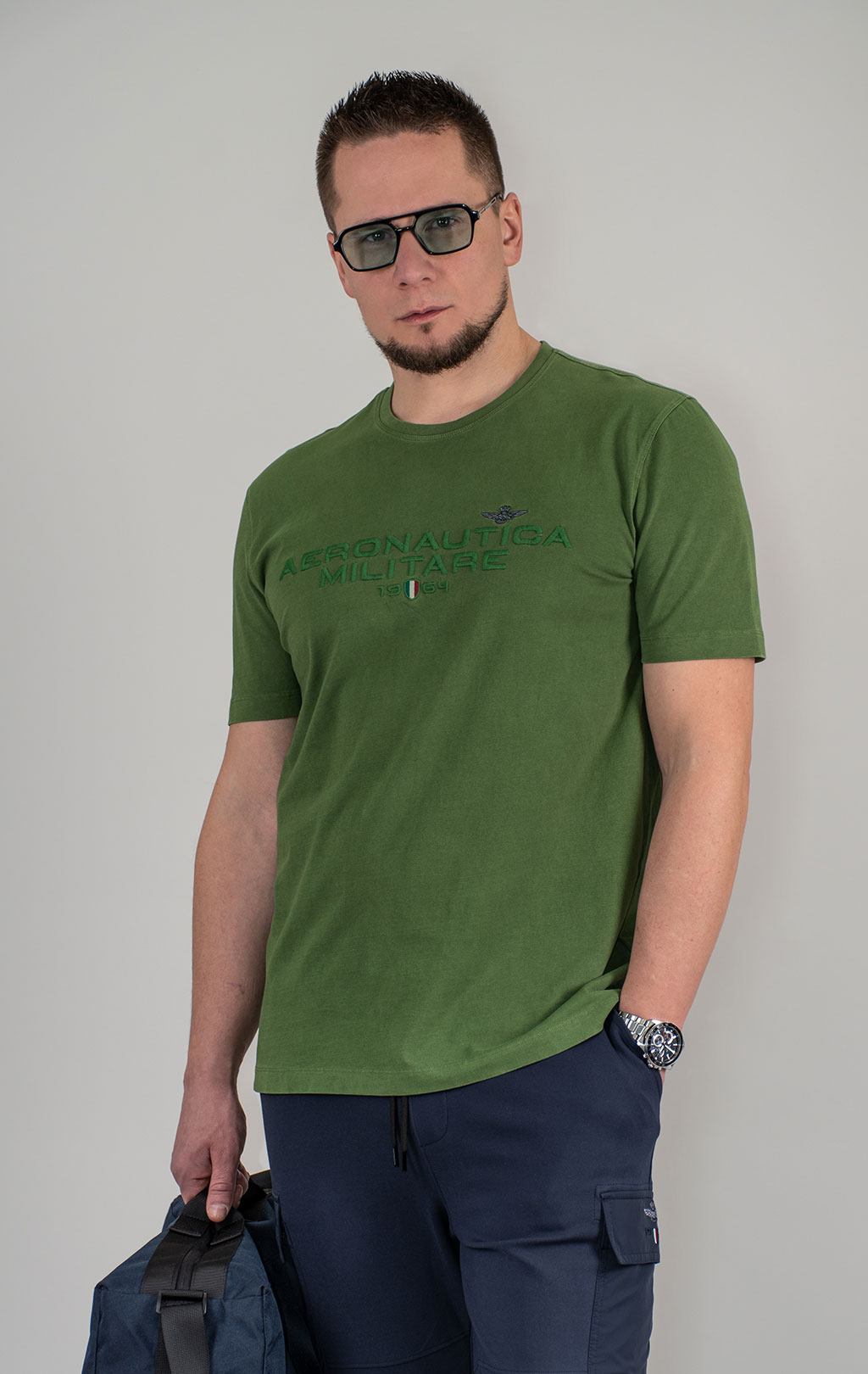 Футболка AERONAUTICA MILITARE SS 25 m/TR forest green washed (TS 2378) 