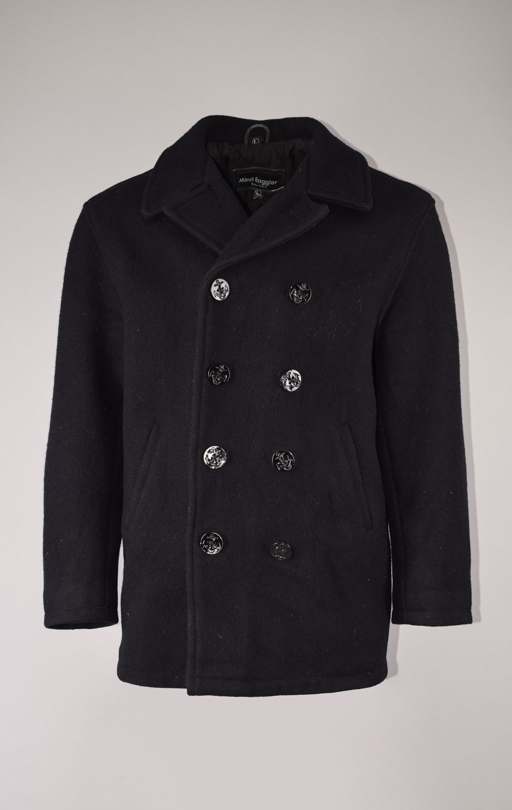 Бушлат морской Mind Boggler PEACOAT шерсть85/нейлон15 black б/у Индия