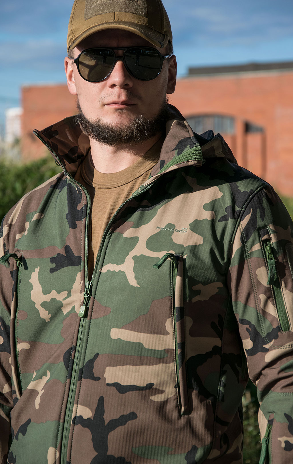 Куртка тактическая softshell Pentagon мембрана ARTAXES Soft Shell camo woodland 08011 