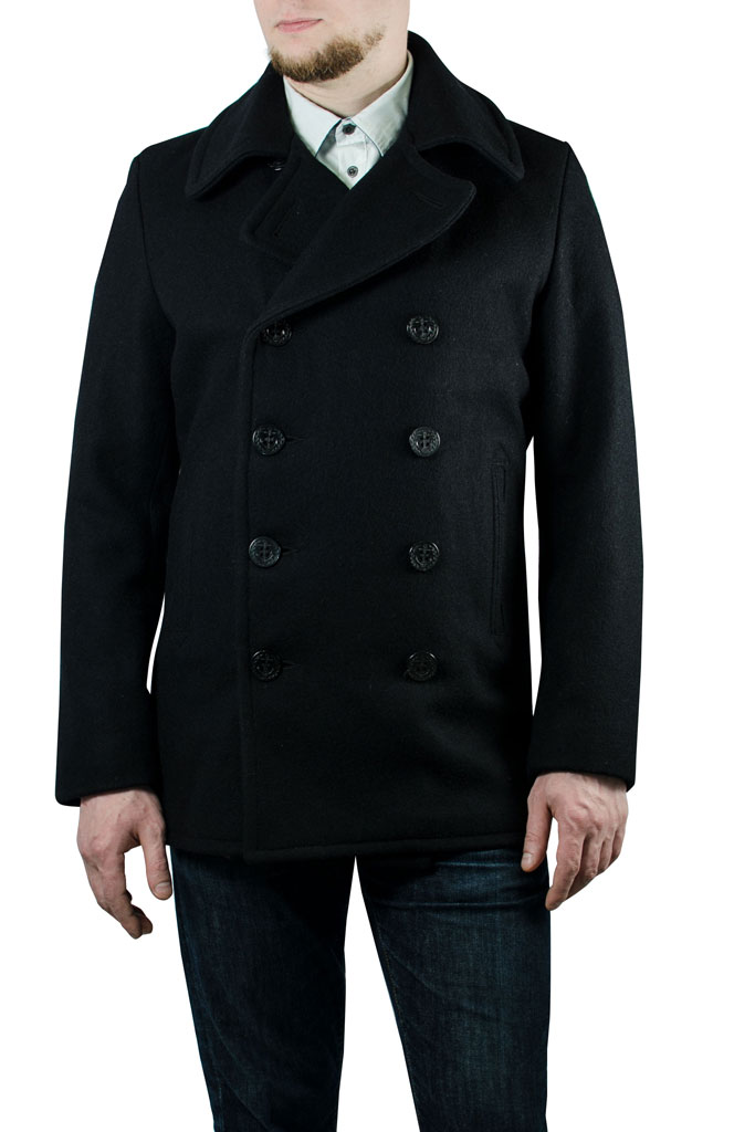 Бушлат морской SCHOTT NYC PEACOAT Slim Fitted 31 шерсть navy (751) 