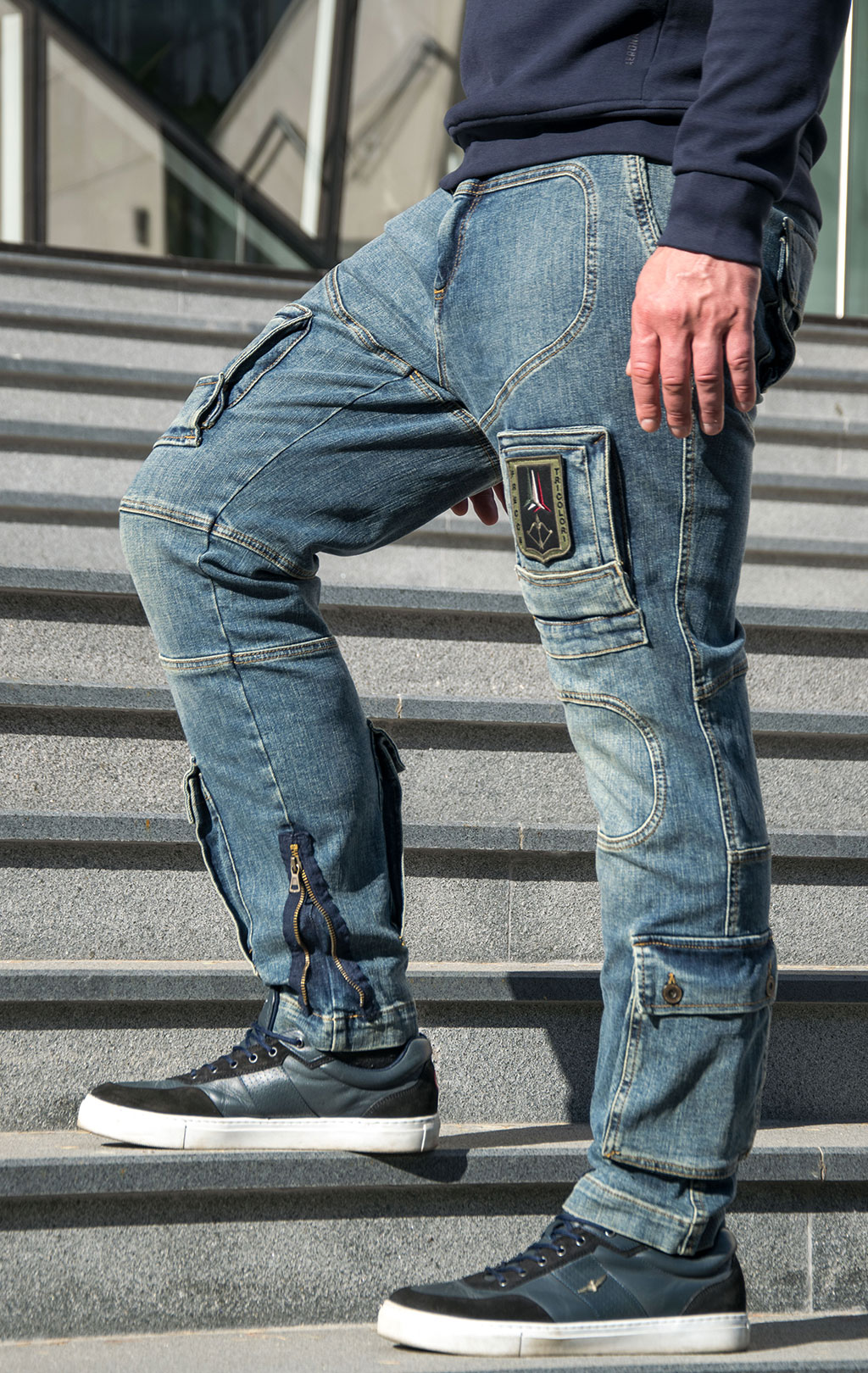 Джинсы-карго AERONAUTICA MILITARE ANTI-G плотные FW 23/24/AL denim wash (PA 939) 