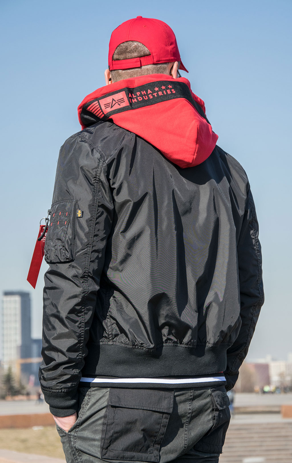 Ветровка-бомбер лётная ALPHA INDUSTRIES TT HOOD CUSTOM MA-1 black 