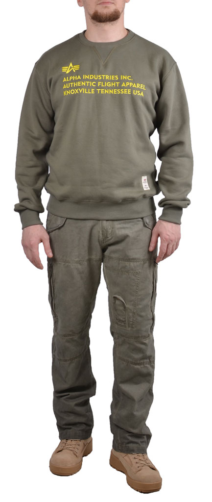 Свитшот ALPHA INDUSTRIES AFA CREW NECK olive dusty 