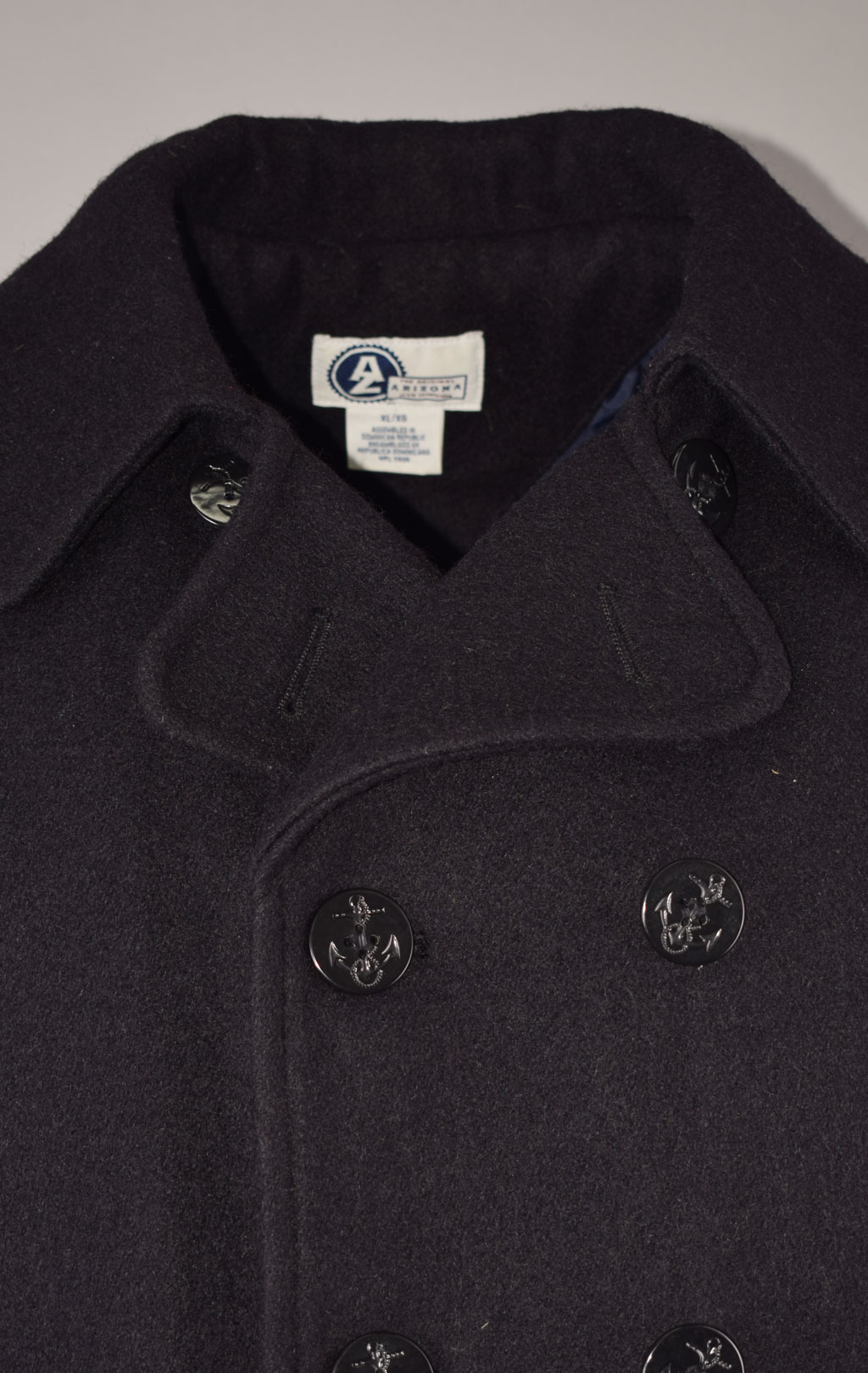 Бушлат морской Arizona PEACOAT шерсть75/нейлон25 black б/у Доминикана