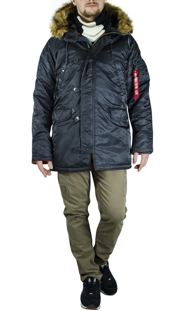 Аляска ALPHA INDUSTRIES SLIM FIT N-3B steel blue/orange Аляска ALPHA INDUSTRIES SLIM FIT N-3B steel blue/orange