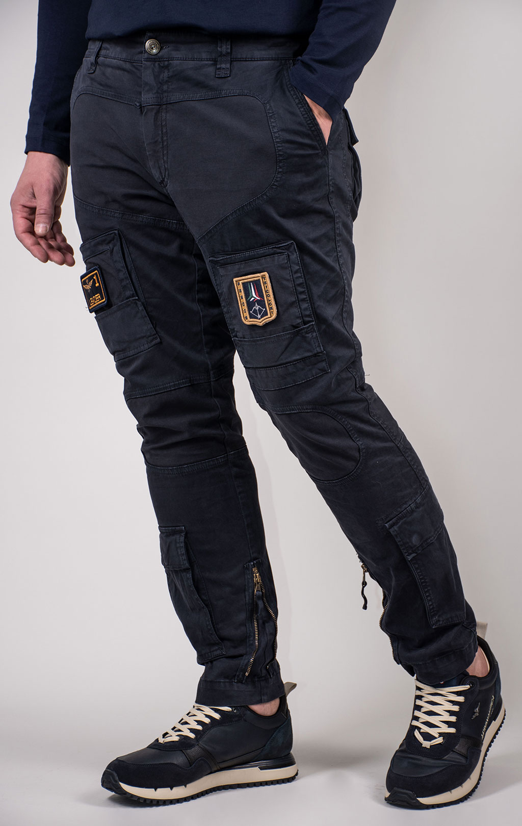 Брюки-карго AERONAUTICA MILITARE ANTI-G big size плотные FW 23/24/AL dark blue (PA 1557) 
