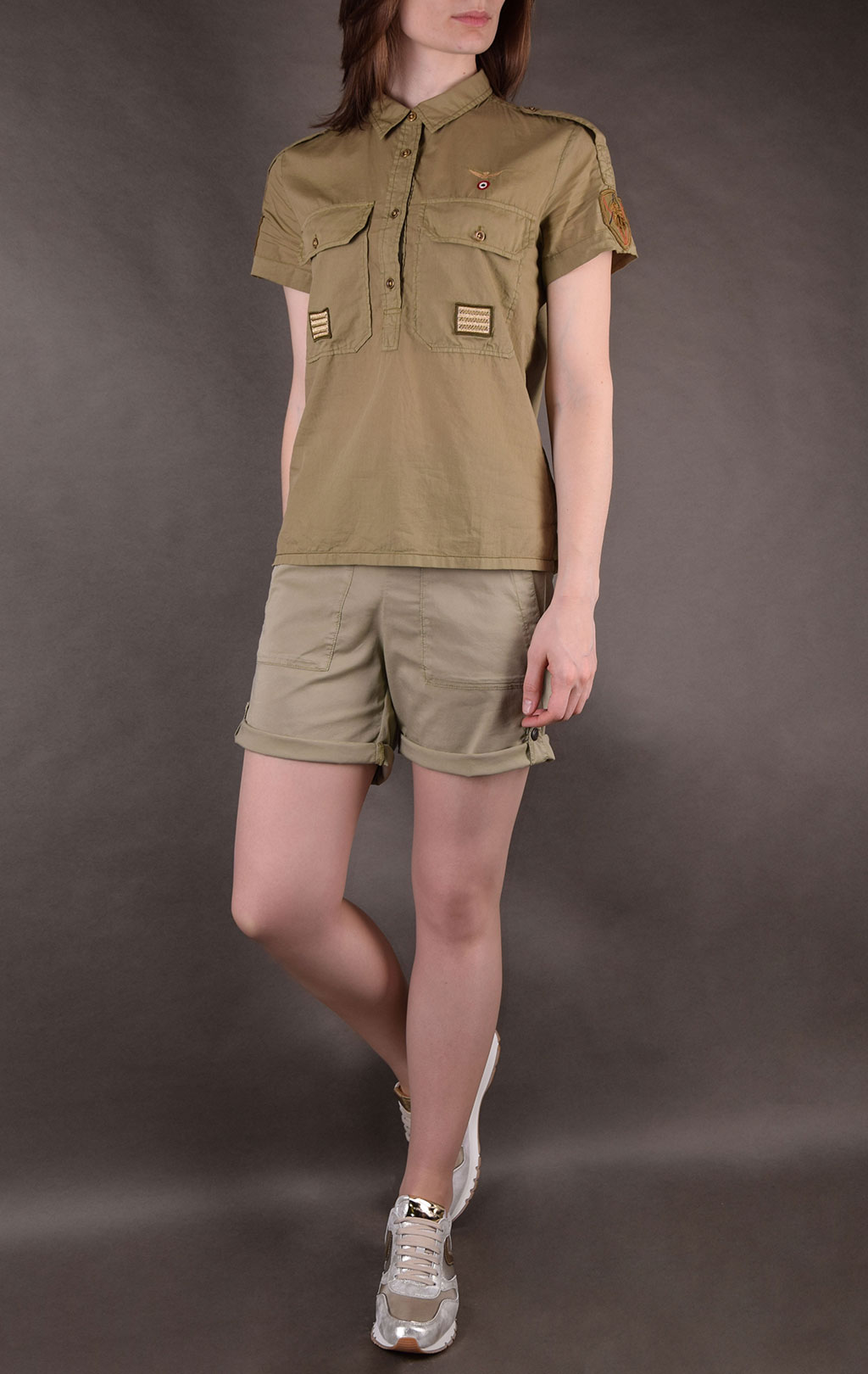 Женская рубашка AERONAUTICA MILITARE SS19 verde chiaro (CA 1107) 