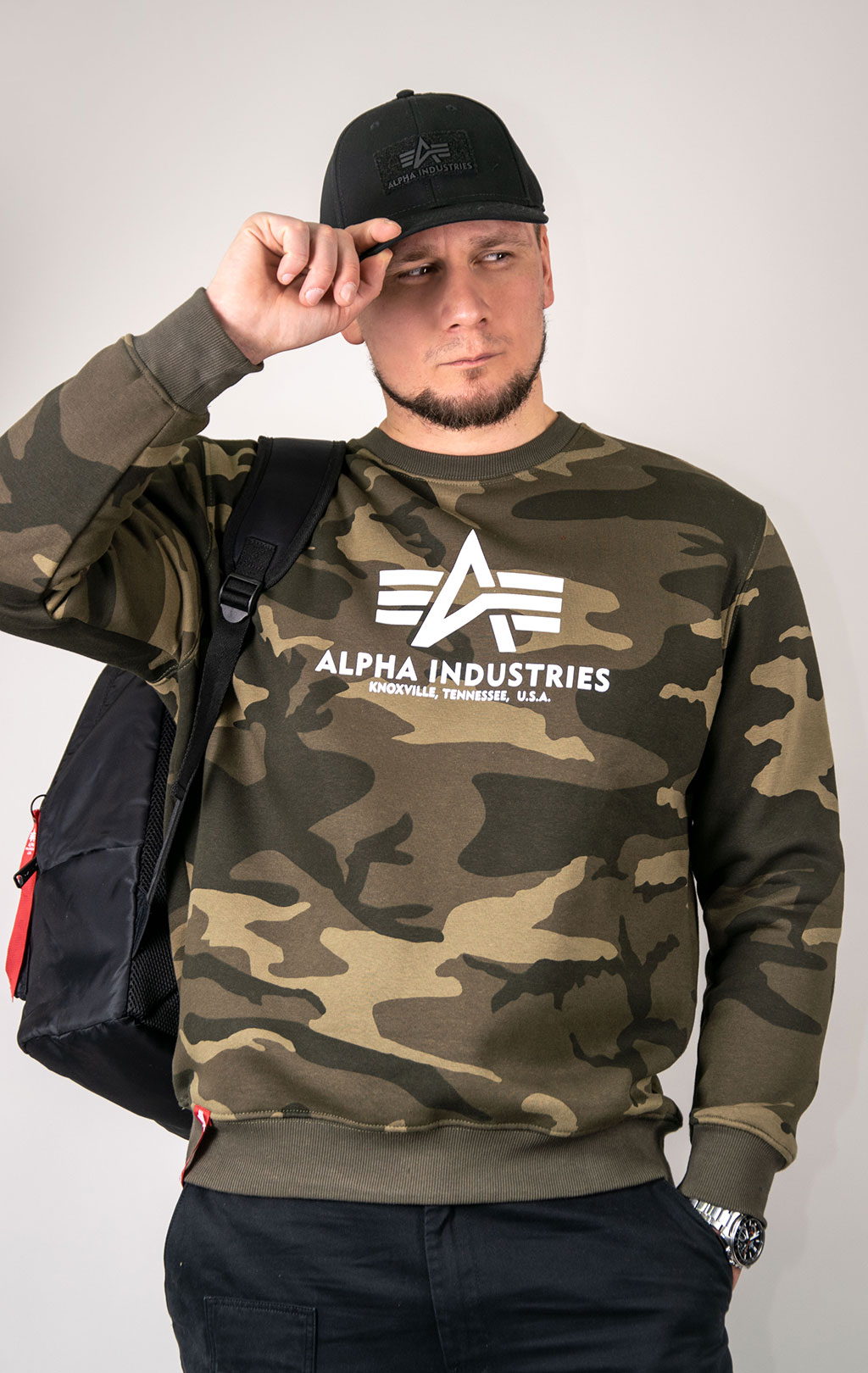 Свитшот ALPHA INDUSTRIES BASIC SWEATER olive camo 