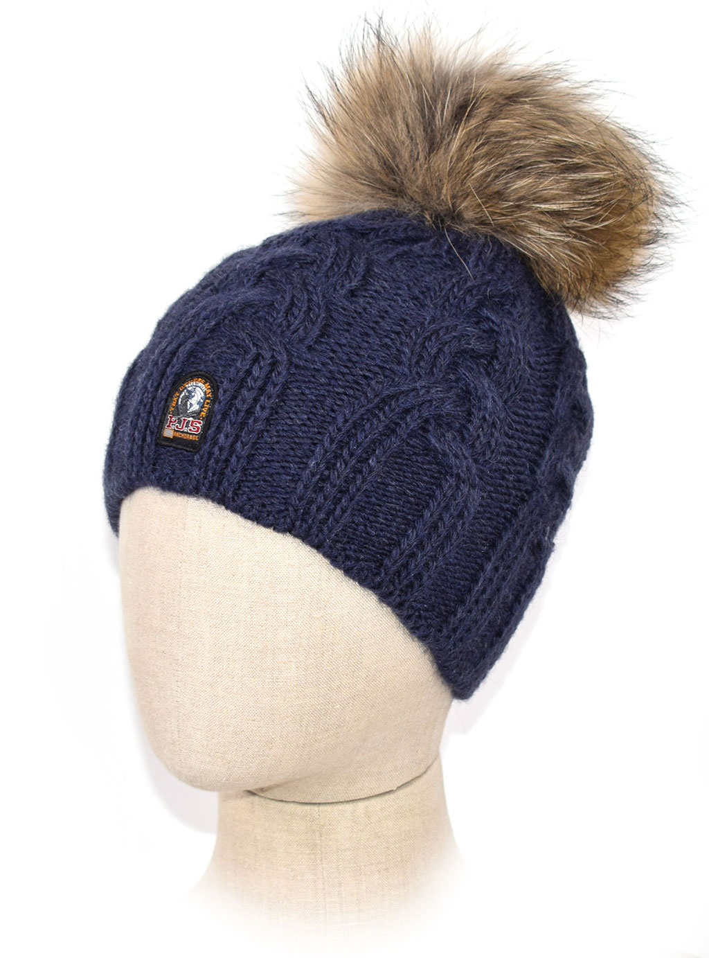 Женская шапка вязаная с помпоном PARAJUMPERS CABLE HAT FW 19/20 navy 