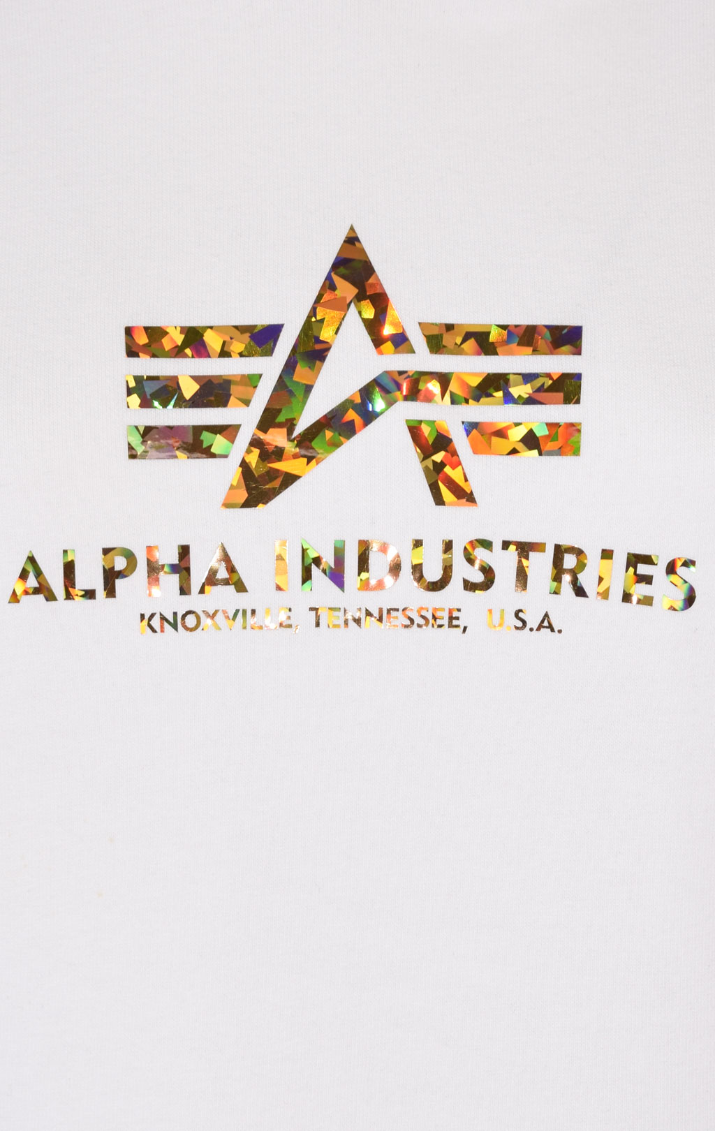 Женская толстовка ALPHA INDUSTRIES NEW BASIC HOODY HOL. PRINT white/gold crystal 