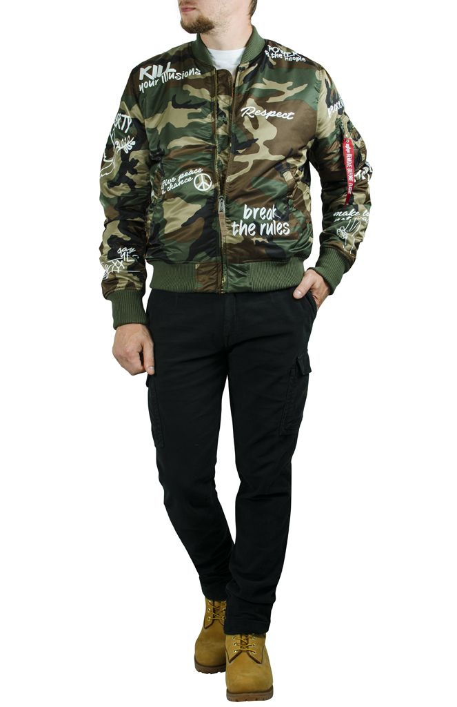Куртка-бомбер лётная ALPHA INDUSTRIES VF FREEDOM MA-1 camo woodland Куртка-бомбер лётная ALPHA INDUSTRIES VF FREEDOM MA-1 camo woodland