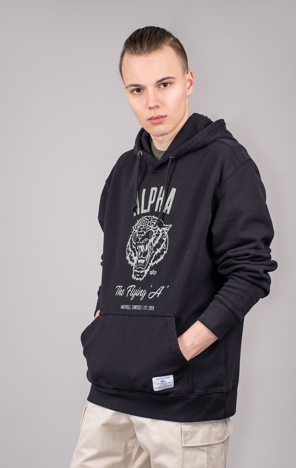 Толстовка ALPHA INDUSTRIES ALPHA TIGER HOODIE SS 24 m black 