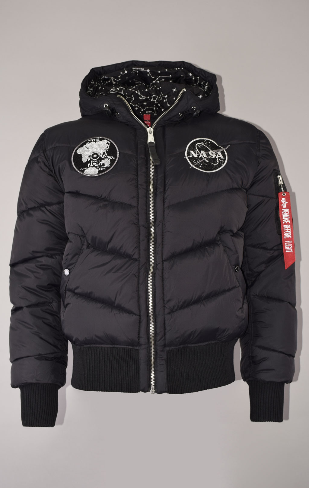 Куртка ALPHA INDUSTRIES HOODED PUFFER NASA VOYAGER FD black 