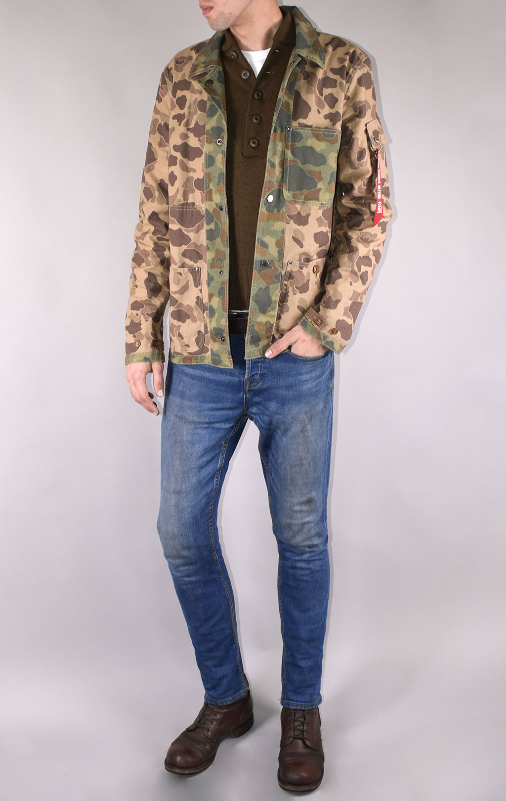 Ветровка ALPHA INDUSTRIES P-42 FIELD SHIRT brown frogskin camo 