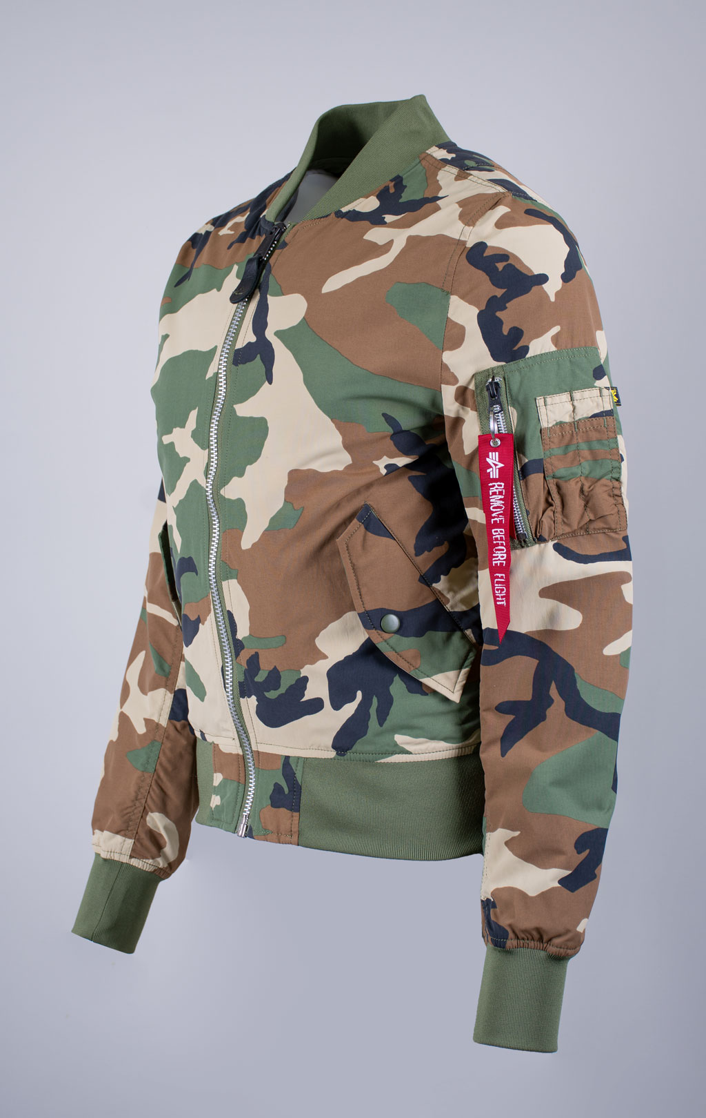 Бомбер-ветровка ALPHA INDUSTRIES L-2B DRAGONFLY BLOOD CHIT light camo woodland 