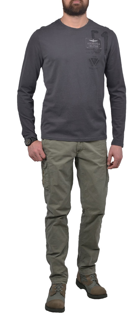 Лонгслив AERONAUTICA MILITARE grigio scuro (TS 1217)