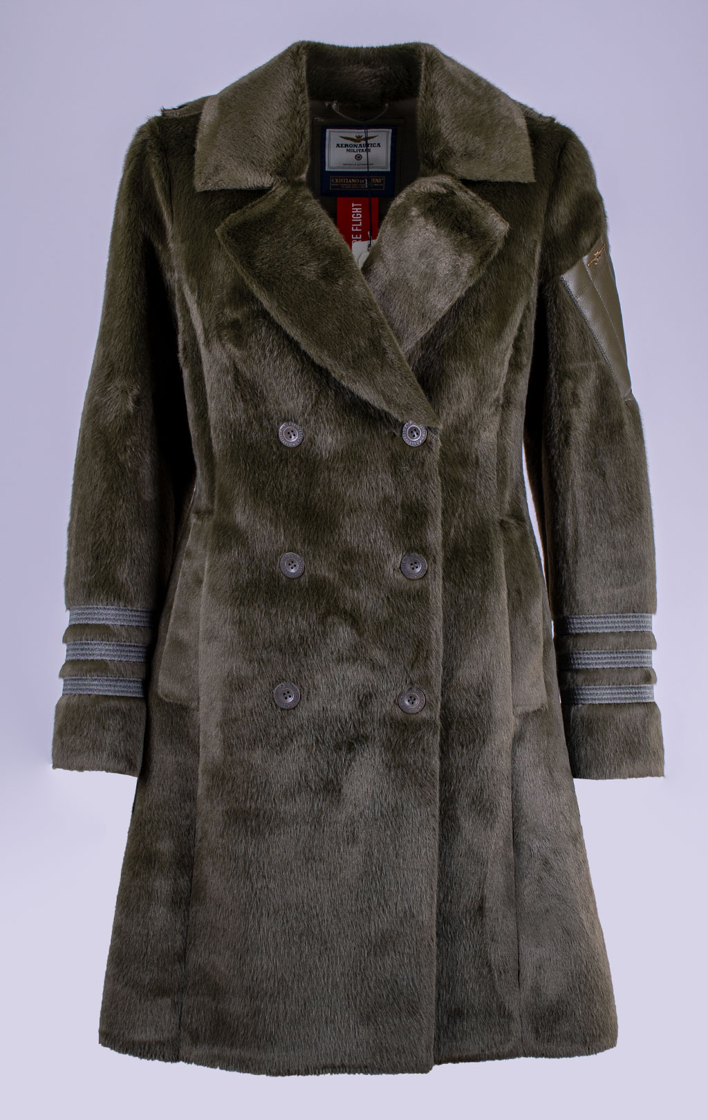 Женское пальто меховое AERONAUTICA MILITARE FW 26/27/CN olivine (AB 3068) 