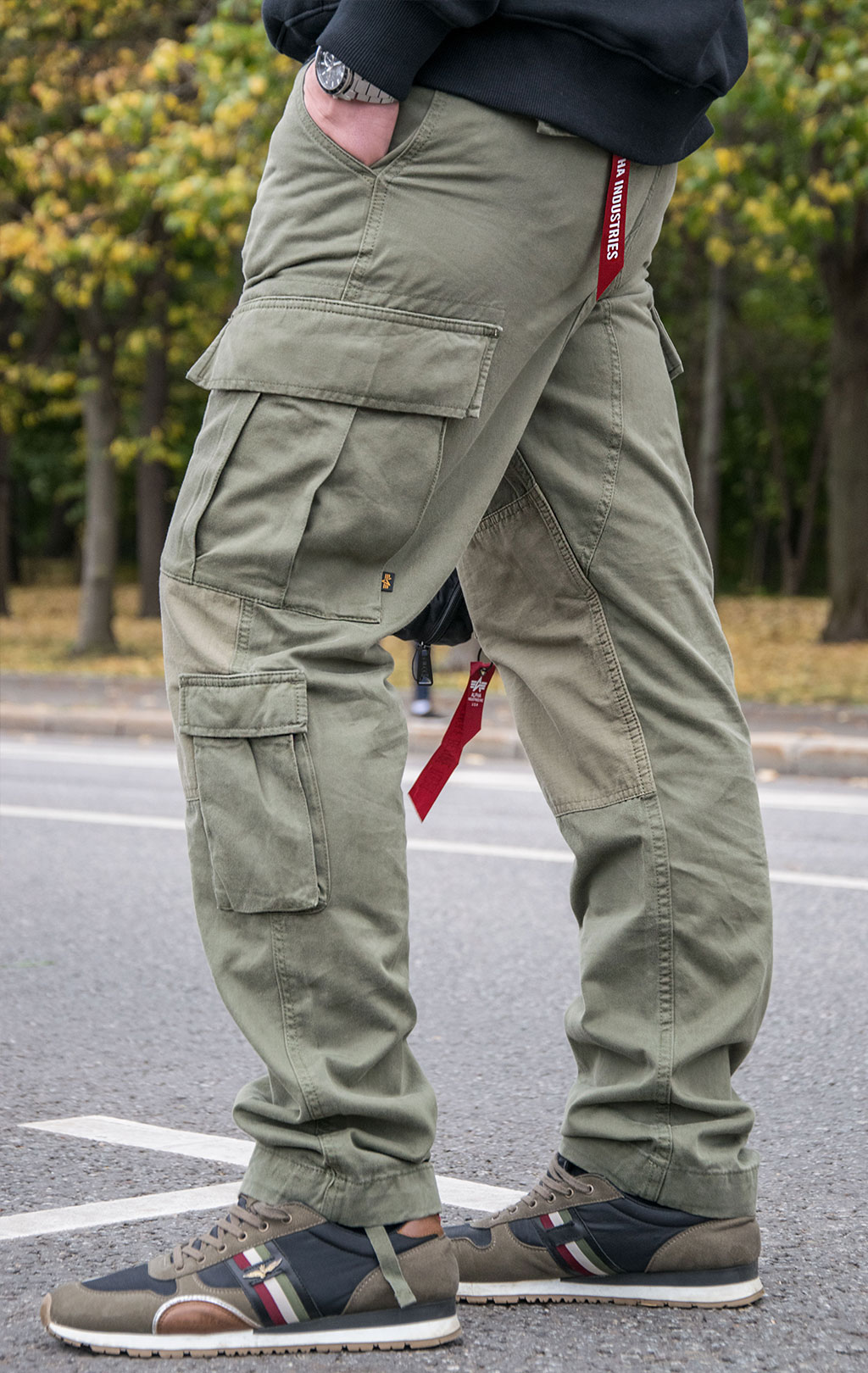 Брюки-карго ALPHA INDUSTRIES ACU PANT плотные dark olive 